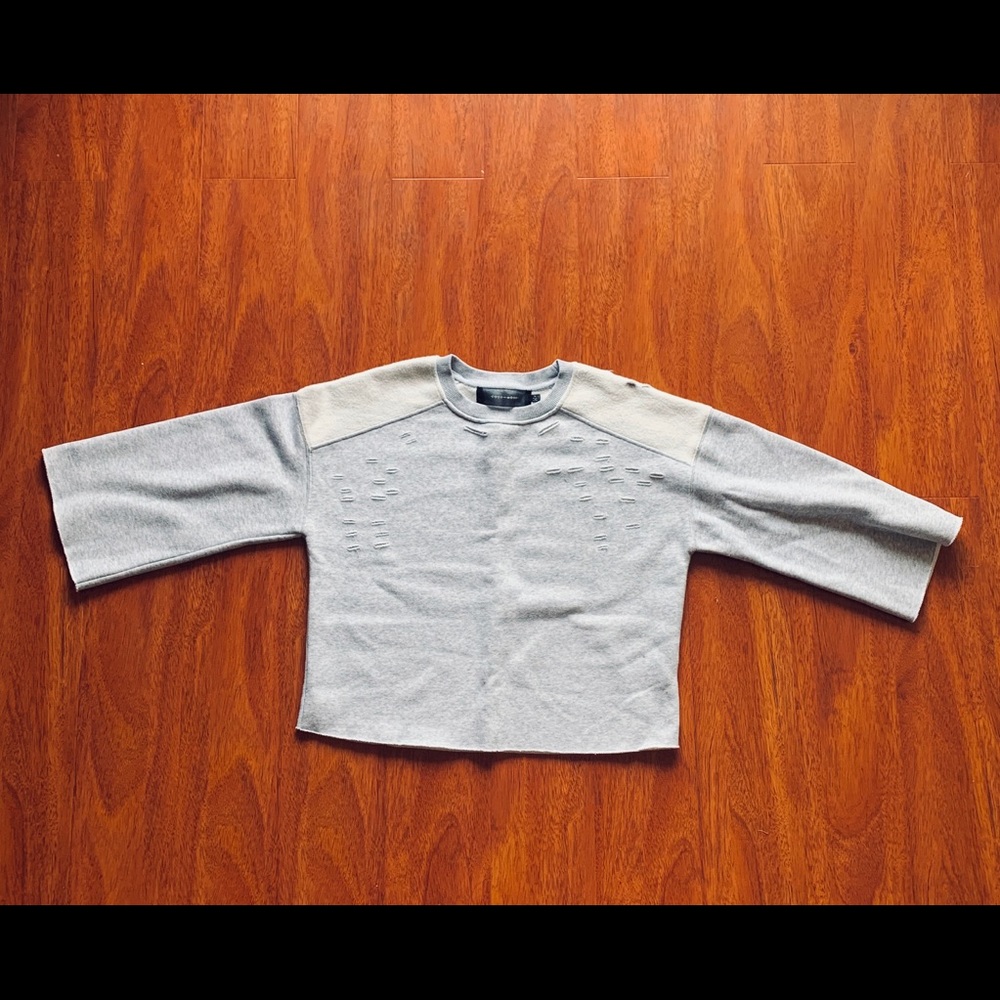 Code Mode Distressed Crop Grey Sweatshirt